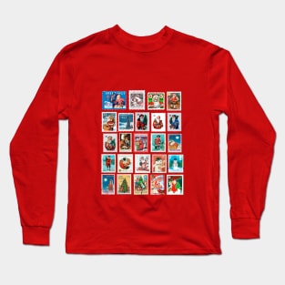 Christmas Commemorative Postage Stamps - Vintage Long Sleeve T-Shirt